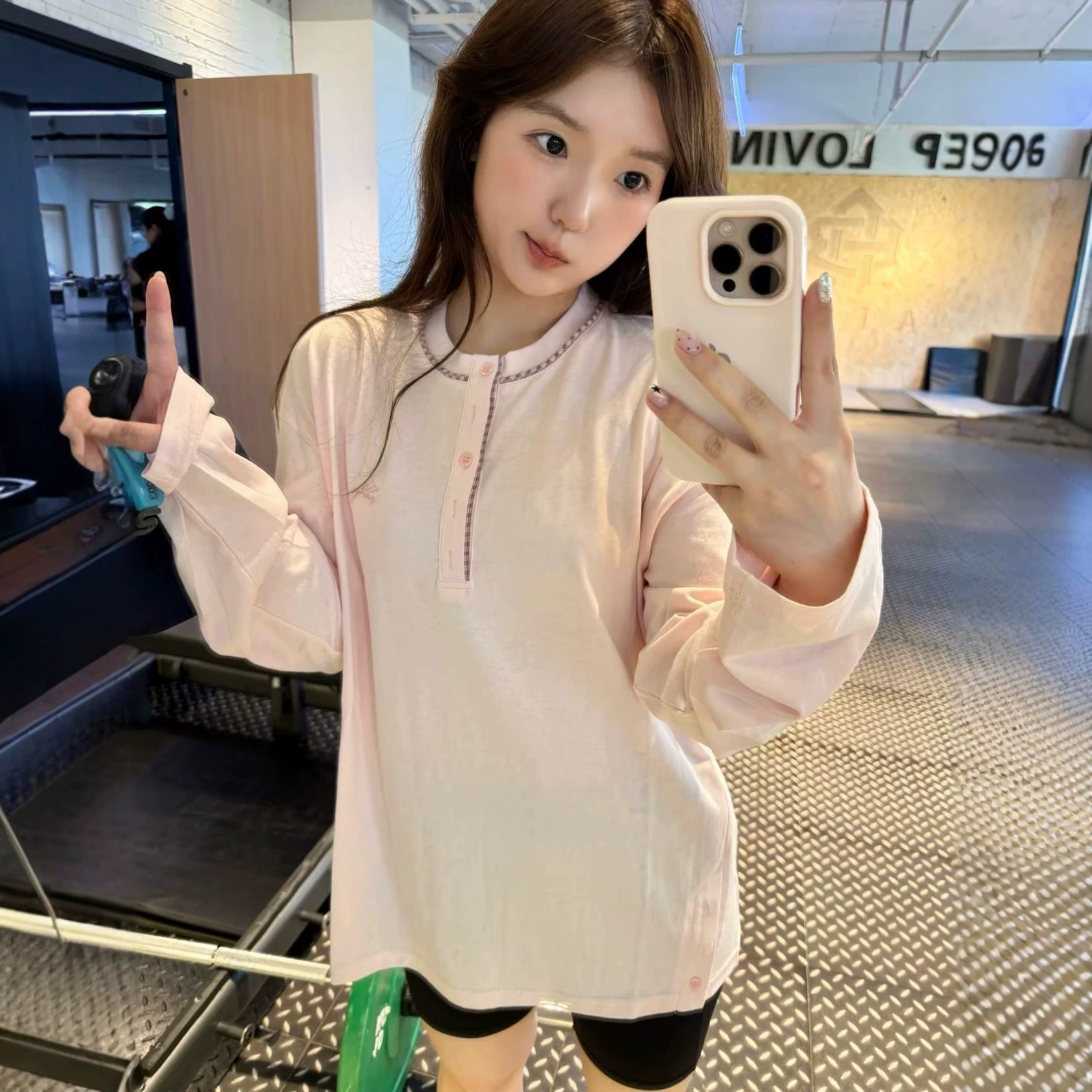 Henley Neck Long Sleeve Spring National Trend Embroidered Horse Loose Embroidered T-Shirt — image 3