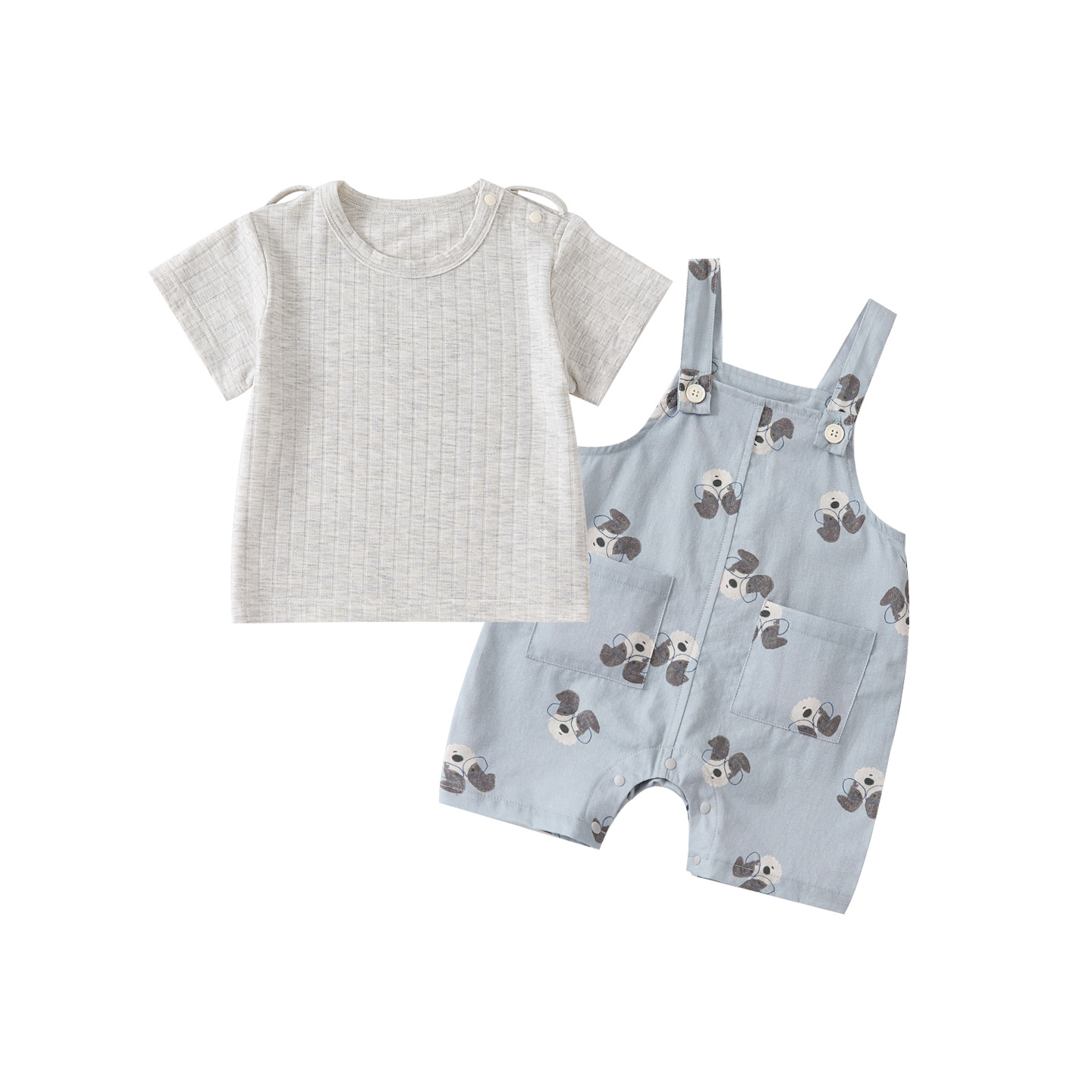 Casual Simple Short Sleeve Baby Boy Cartoon Dog Overalls Two-Piece Set — image 6