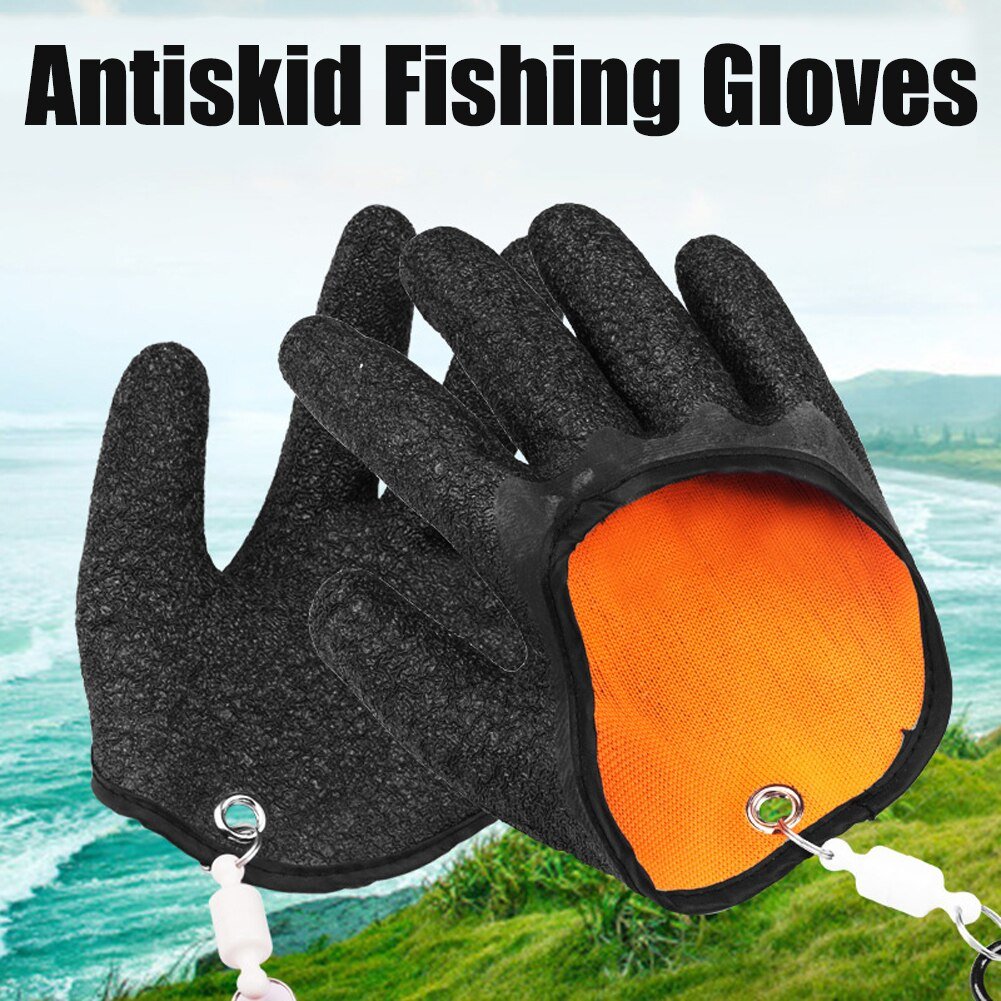 Fishing Gloves Anti-Slip Protect Hand From Puncture Scrapes Fisherman Professional Catch Fish Latex Hunting Gloves Left Right — image 8