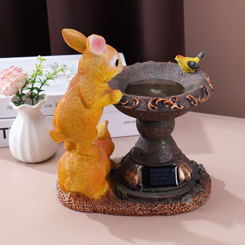 Solar Resin Garden Decoration Rabbit Animal Statue — image 3