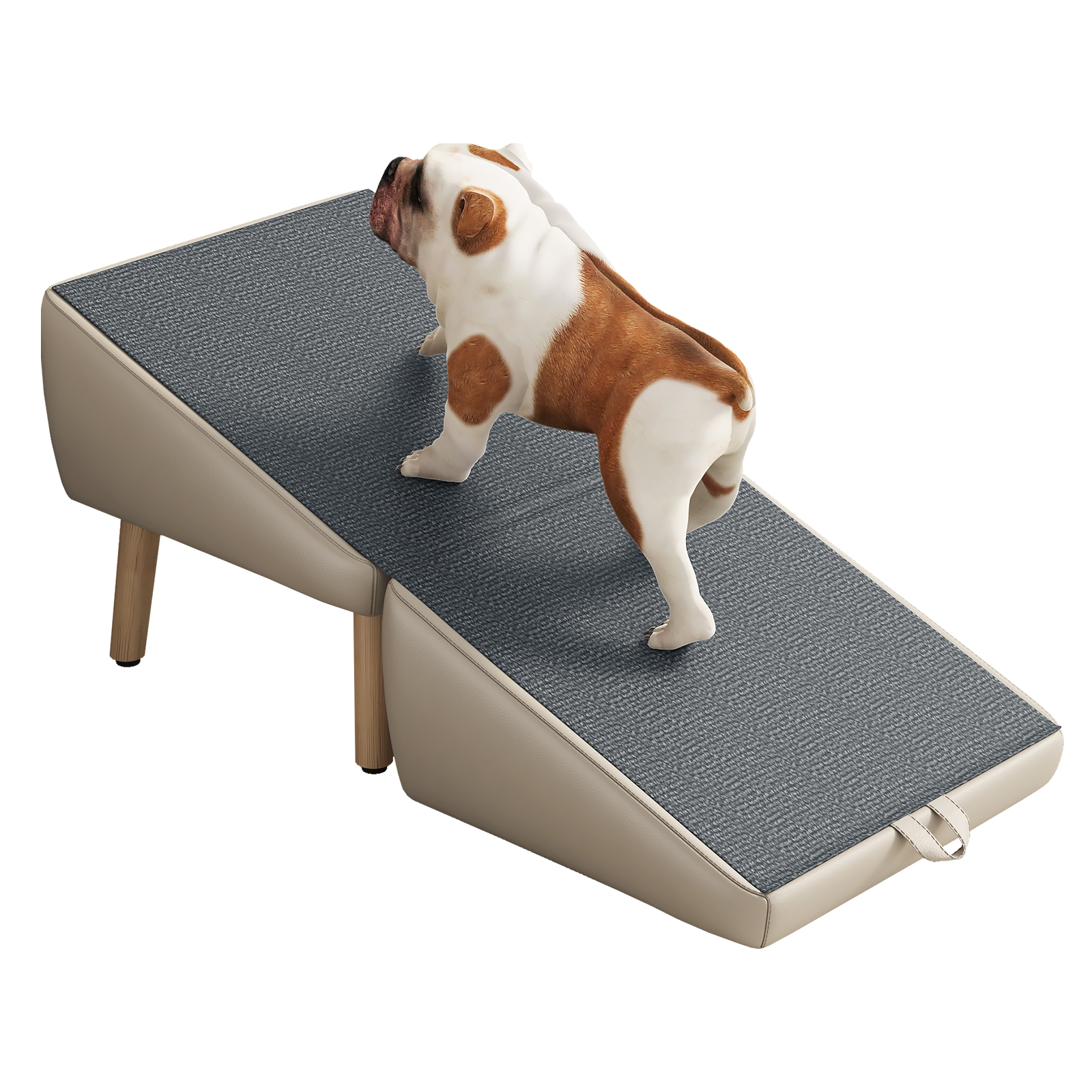 UPGRADED Dog Stairs for Small Dogs and Cats, Dog Ramp for Couch and Bed, Foldable 2-in-1 Wooden Pet Steps for Puppy, Split Ottoman Design (Light Grey) — image 21