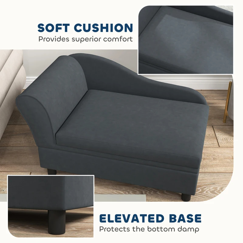PawHut Pet Sofa Bed Couch With Storage, Pet Sofa For Cats And Small Dogs, Dark Gray — imagen 4