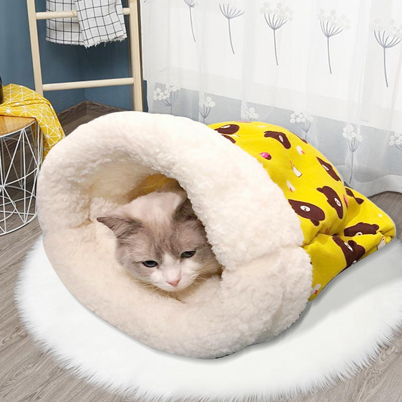 Semi-Enclosed Winter Warm Pet Bed with Tunnel for Cats and Dogs — image 1