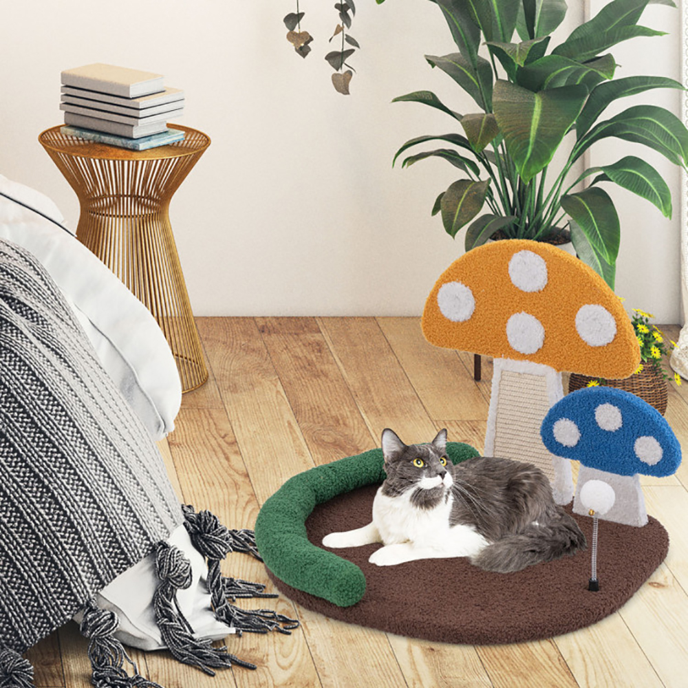 Mushroom Cat Bed Cat Claw Scratcher With Wide Bed And Sisal Scratch Panel — image 7
