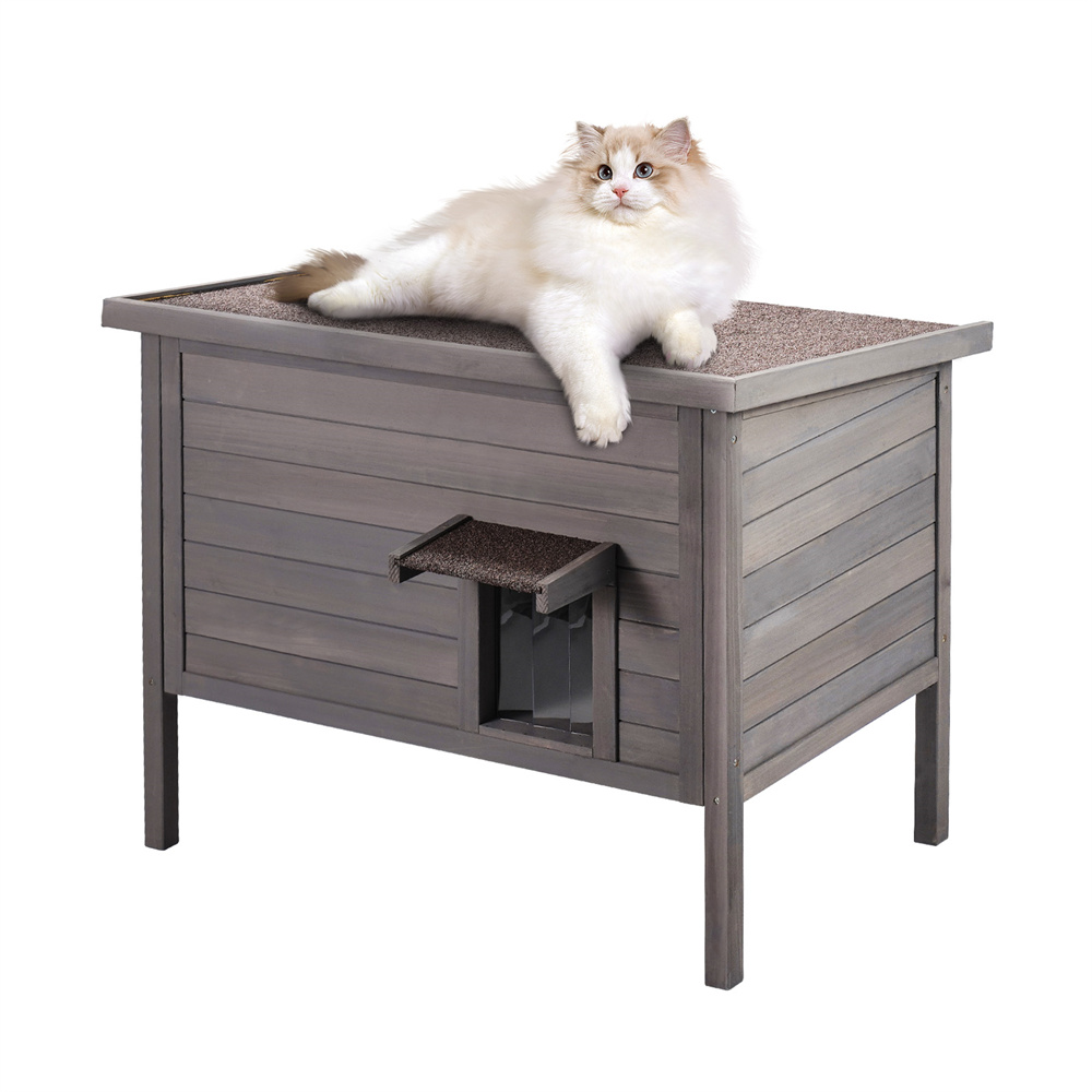 Casa para Gatos al Aire Libre VEVOR - Refugio de Gato Ferlón con Techo y Puertas de PVC — imagen 6