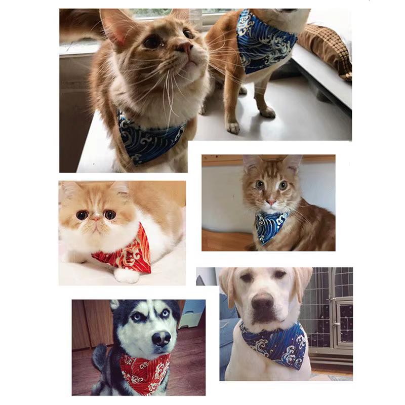 Pawstrip 6 Patterns Pet Dog Bandana Adjustable Small Dog Collar Scarf Soft Cotton Linen Cat Collar XS-XL — image 6