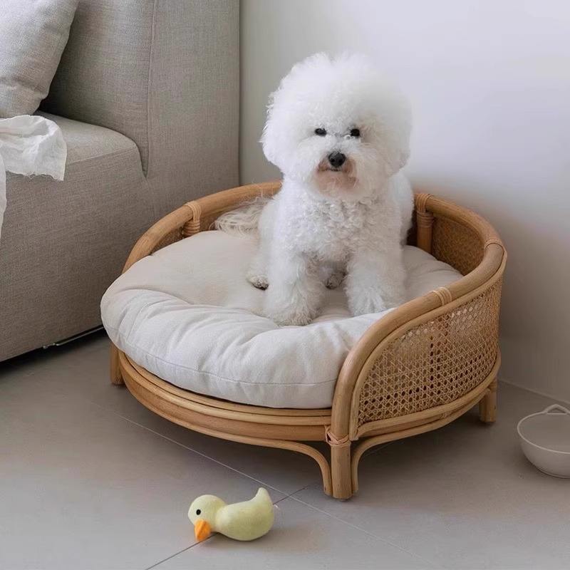 Cama de mimbre natural para perros y gatos, cuna Teddy, cuna Princesa — imagen 2