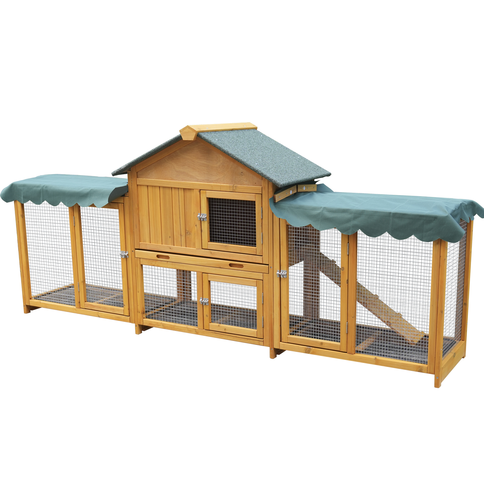 Habitación de Conejo en Madera Grande Exterior Fácil de Montar y Estable para Conejos Pequeños y Medianos con Caja de Limpieza & Techo Impermeable, Cubierta Removible y Protección Solar — imagen 1