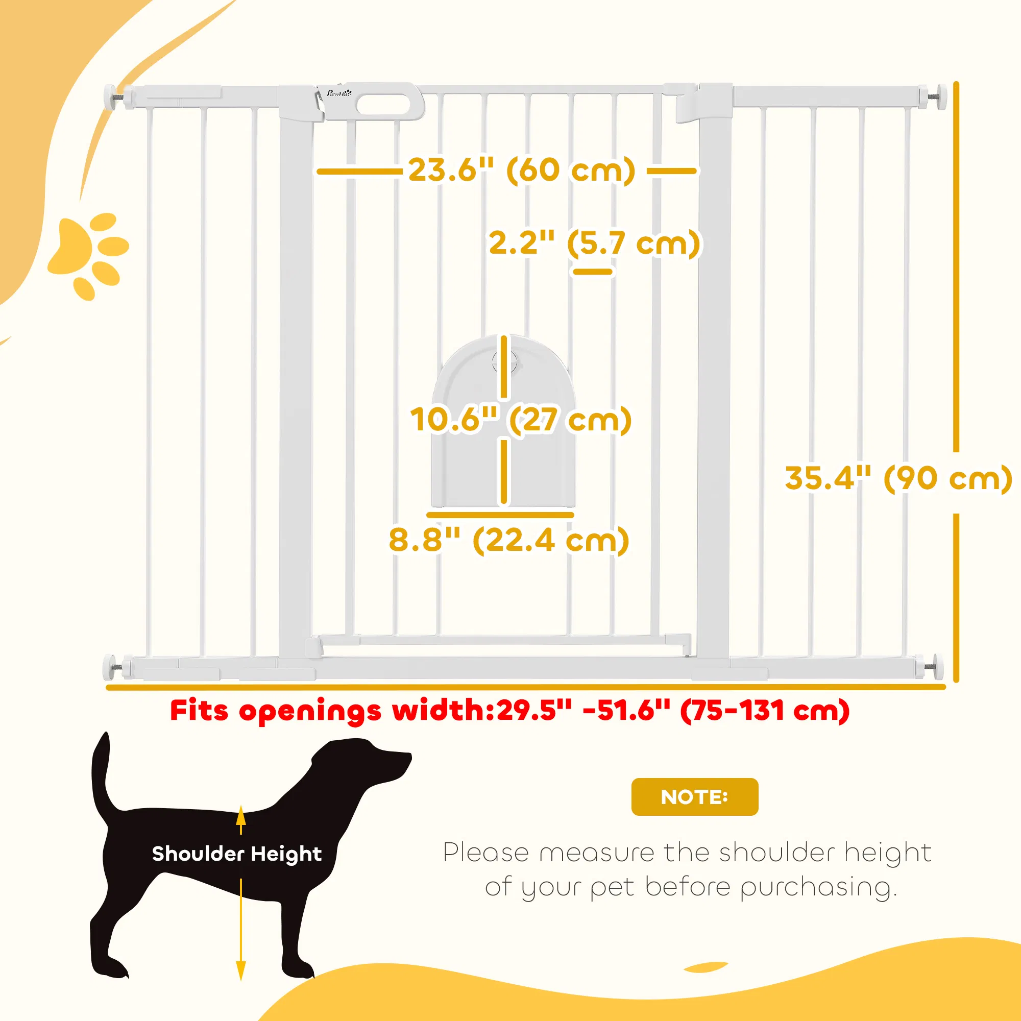 30"-52" Extra Wide Pet Gate Barrier with Small Door, 35"H Dog Gate with Safety Gate Barrier, Stair Pressure Fit, Black — image 4