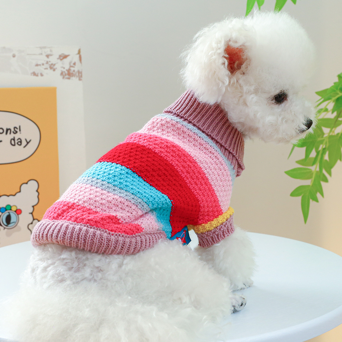 Sudadera cómoda de rayas coloridas para mascotas — imagen 10