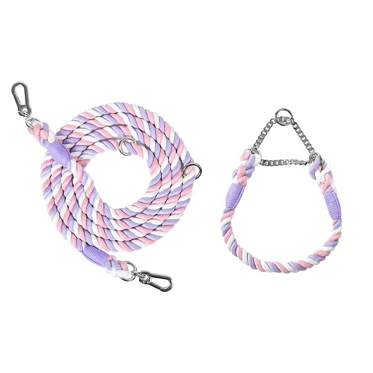 Braided Colorful Pet Dog Leash with P-Chain Collar for Medium and Large Dogs — image 19