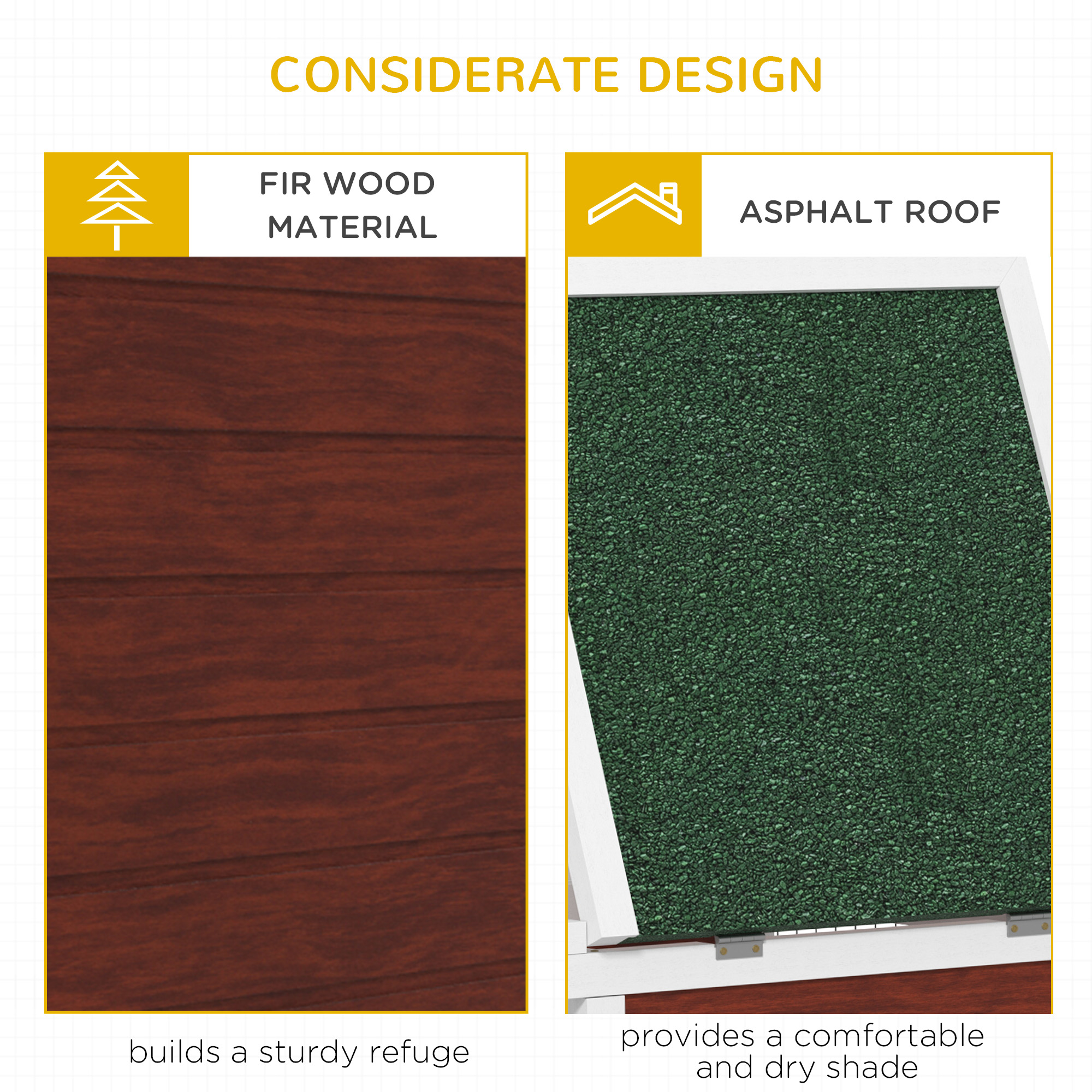 Conejera de Madera para Exterior de 59", Corral, Casa/Hábitat para Tortugas con Área de Juego y Cubierta Cerrada — imagen 8