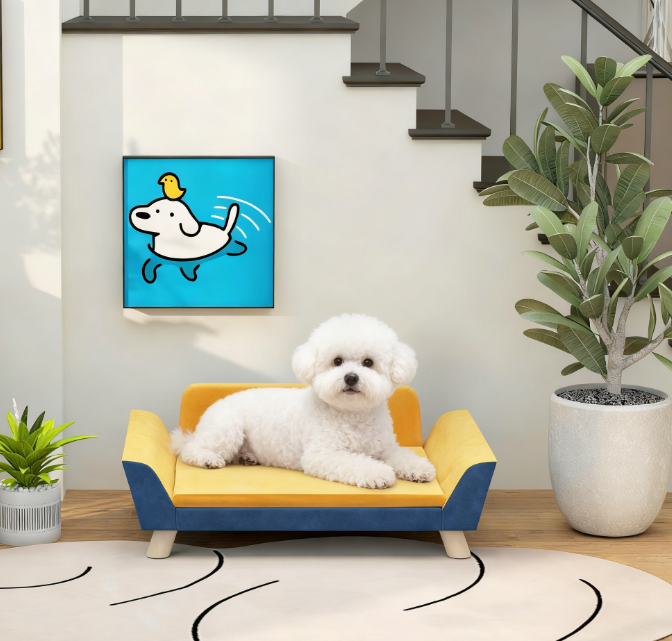 Silla de Sofá para Perros con Almohadilla Suave, Cubierta Limpiable, Naranja