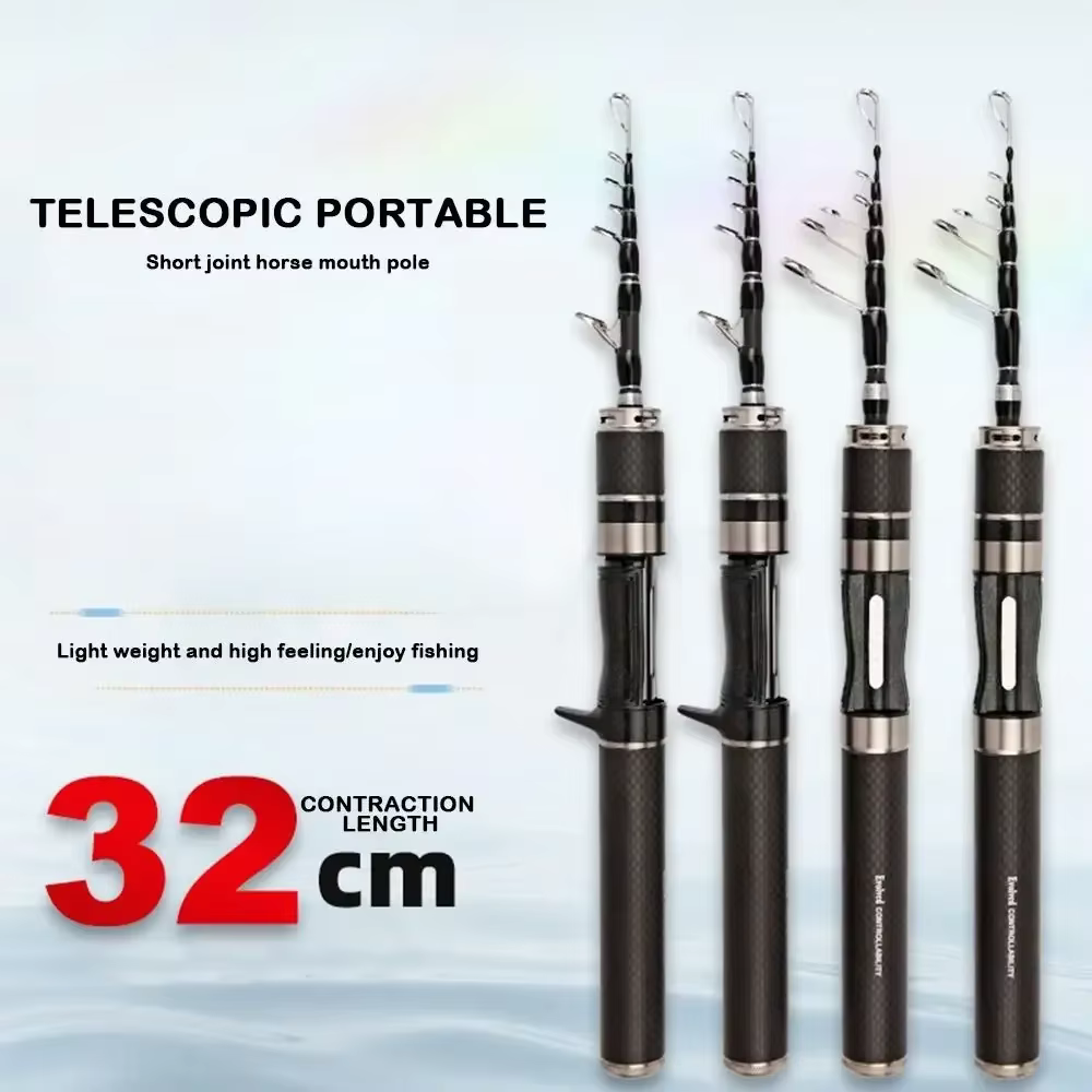 Telescopic Fishing Rod Full Kits Spincast Fishing Reel Casting Rod Fishing Rod Set Ultra Short Glass Fibre Fishing Pole Fishing — image 4