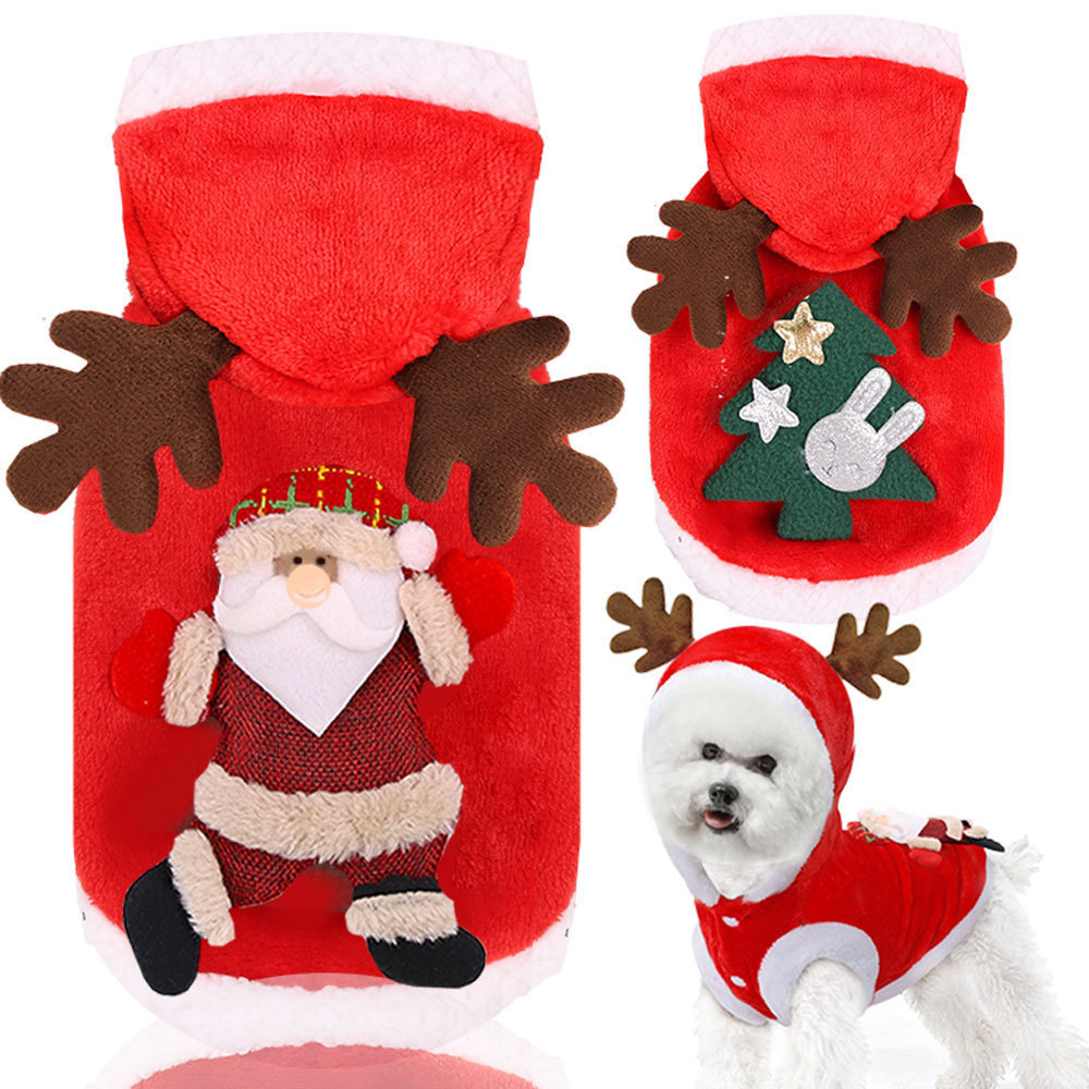 Pet Christmas clothing flannel autumn and winter warm pet dog cat clothing reindeer clothing Christmas — image 2