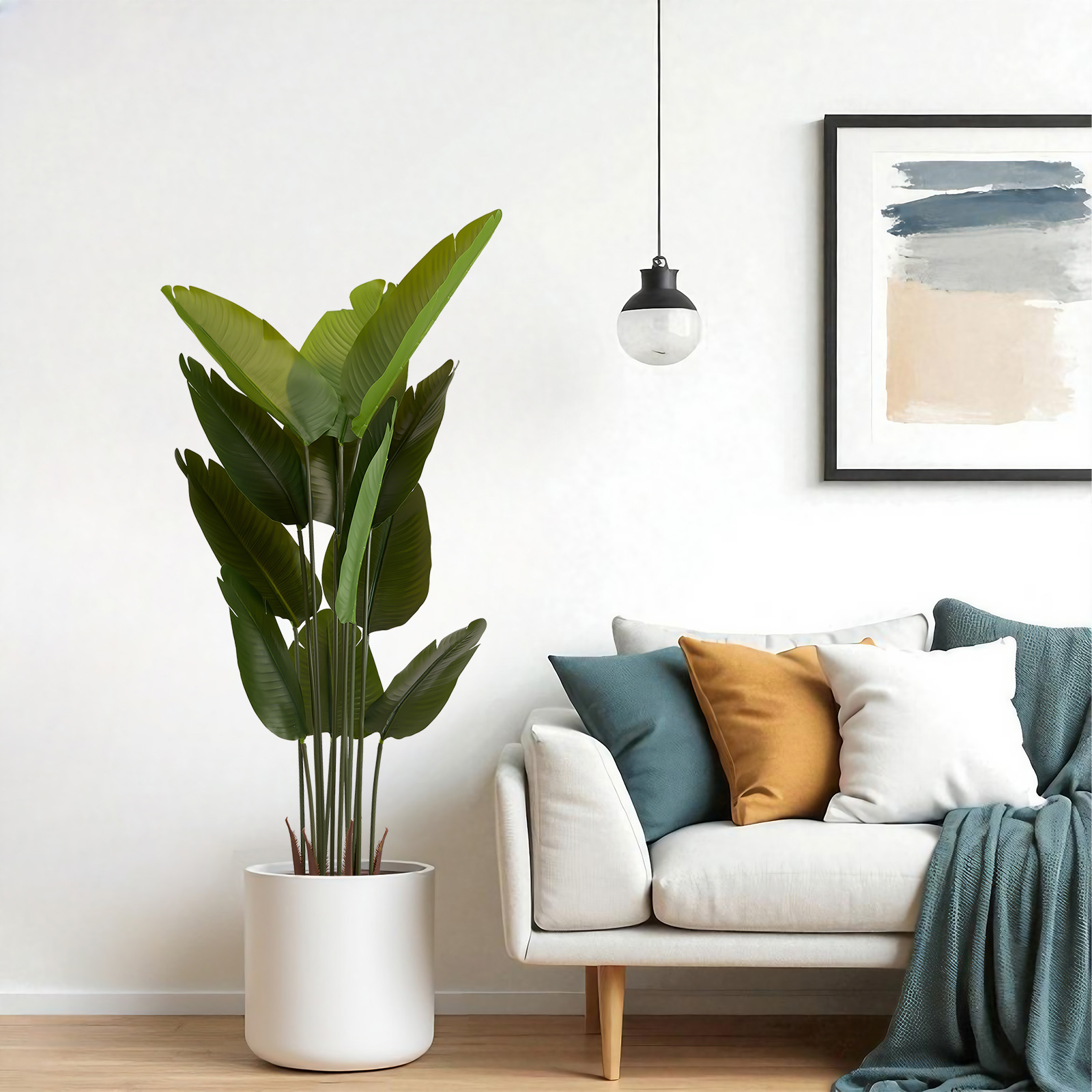 Artificial Bird of Paradise Plant, 5.2ft Tall Faux Tropical Palm Tree in Pot for Indoor or Outdoor Home, Office, or Garden Decoration, 2pcs/set — image 10