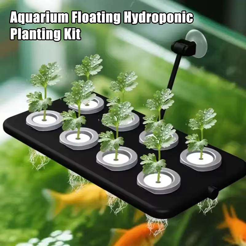 Kit de plantación hidropónica flotante para acuario, tablero de cultivo sin suelo con ventosa para montaje en pared, decoración verde para acuario — imagen 1