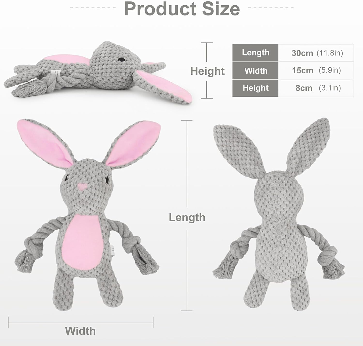 Dog Toys Dog Squeaker Toys With Crinkle Paper Stuffed Animal Dog Plush Chewing Toy Cotton Rope Interactive Toys For Puppy Small Middle Dogs — image 11