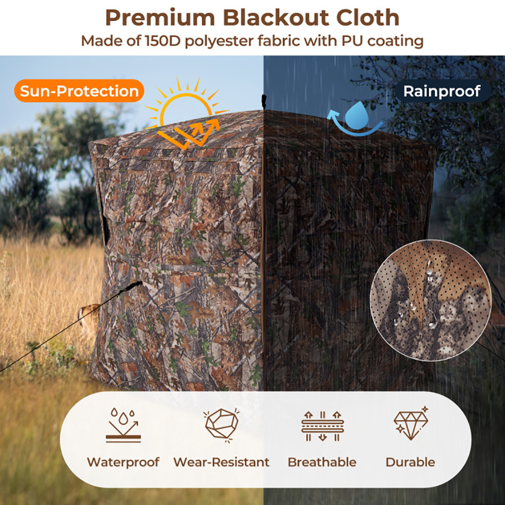 Hunting Blind 360 Degree One-Way See-Through Ground Blind For 2-3 Person — image 8