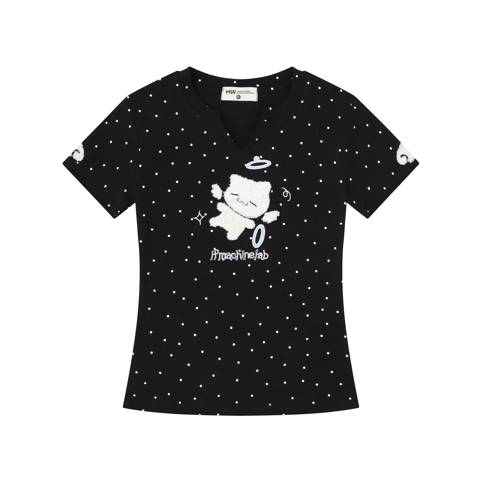 Camiseta de mujer con bordado de gato, estilo casual y versátil para un nuevo look fresco — imagen 5