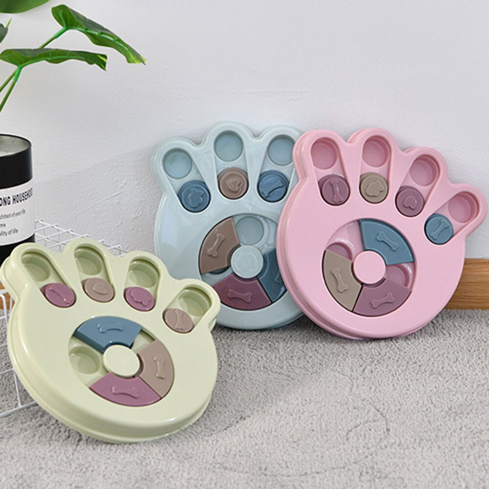 Dispensador de Alimento para Mascotas Plato Multifuncional Juguetes Educativos Anti-Asfixia Diseño Huella Perro Rompecabezas Plato de Entrenamiento — imagen 2