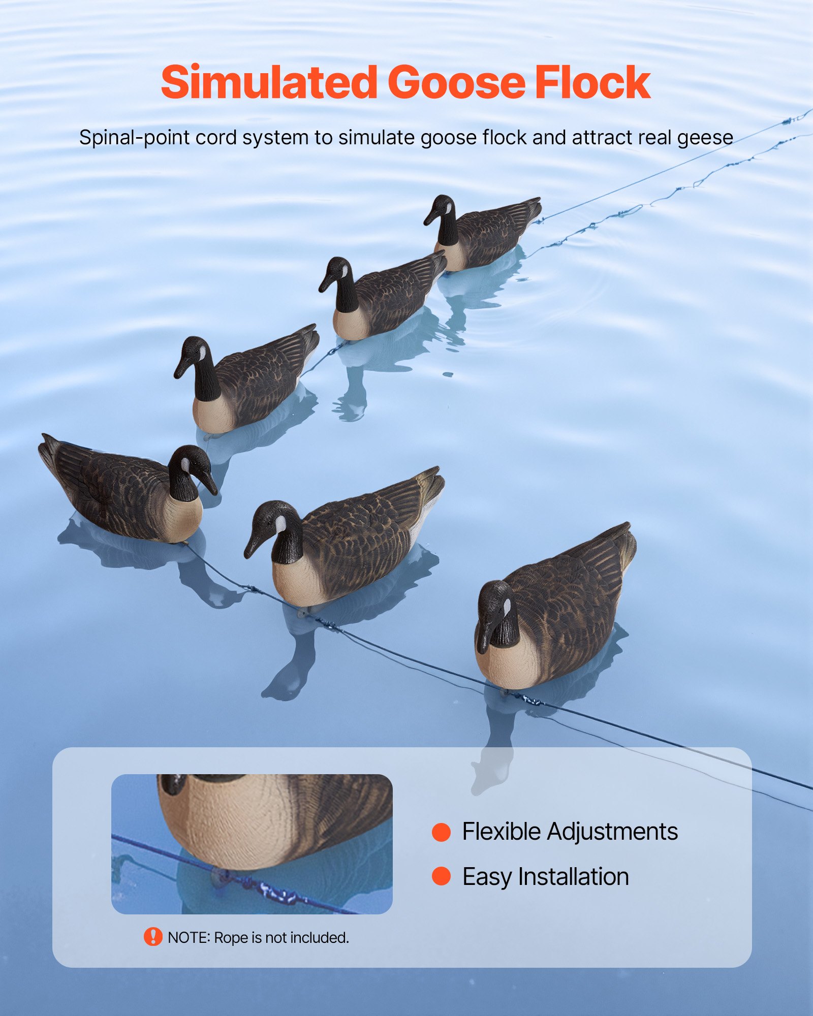 Decores de Ganso Canadá, Decoy para Caza de Aves Acuáticas, Flotadores Plásticos Duraderos con Pintura Ultra Realista, Para Piscina, Estanque, Lago, Decoración de Jardín y Patio, Fáciles de Transportar y Usar, 6 Unidades — imagen 4