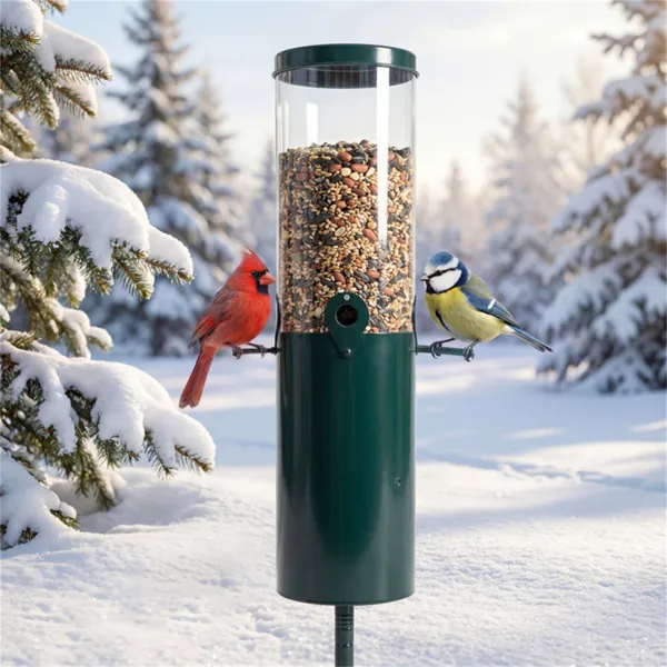 Comedor de Pájaros Erguido Resistente a Ardillas, 4 Puertos de Alimentación con Perchas Construcción Metálica y PC de Alta Calidad — imagen 4