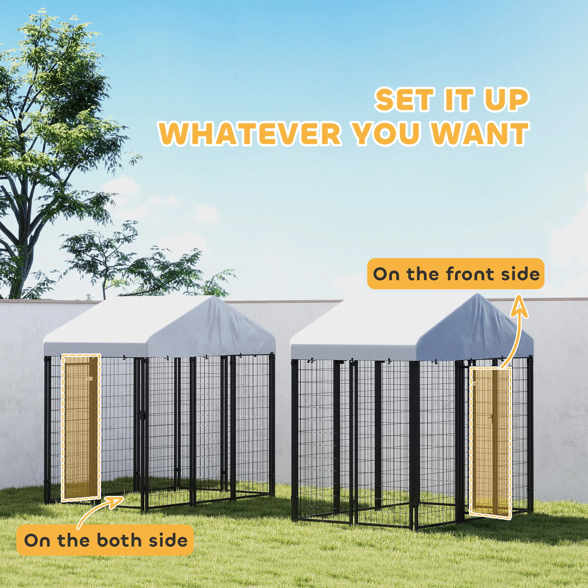 Outdoor Dog Kennel with Waterproof UV-Resistant Cover, 6 x 4 x 6 ft — image 2