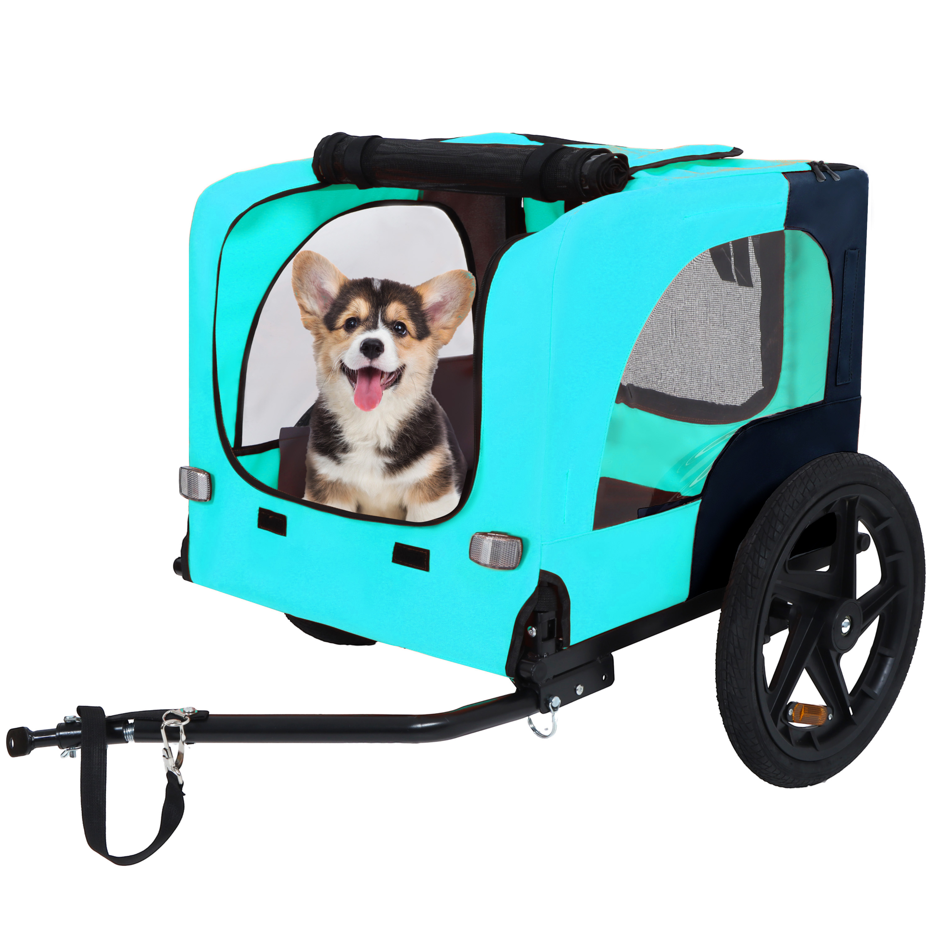 Pet Bike Trailer Dog Cart For Bicycle, Suitable For Small And Medium Pets, Easy Folding Cart Frame, Quick Release Wheel, Non-Slip Floor, Internal Leash — imagen 4