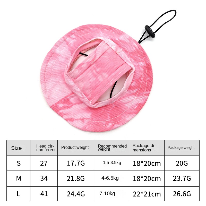 Pet hat with leaky ears cotton tie dye cat dog fisherman hat anti fall lace up sun hat — image 8