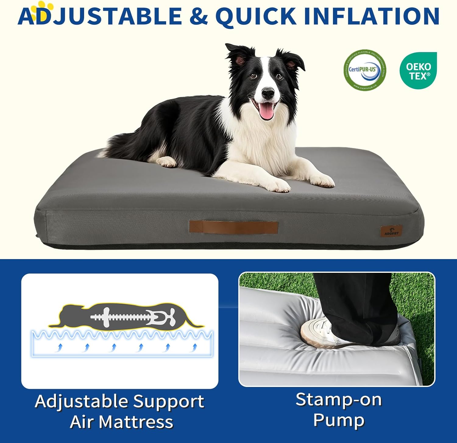 Colchón de Perro Inflatable Removible y Lavable para Exterior, Impermeable y Antideslizante para Máxima Comodidad en Verano — imagen 22