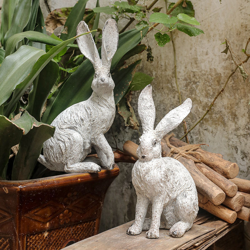 Regalo Adorabledel Conejo Blanco de Resina para Decoración Rural — imagen 2