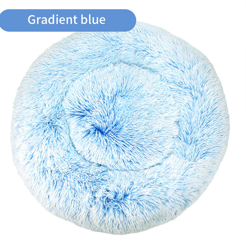 Dog Kennel Cat Kennel Plush Round Gradual Change Pet Kennel Dog Bed Winter Mat Gradual Change Pet Mattress Pet Supplies — image 2