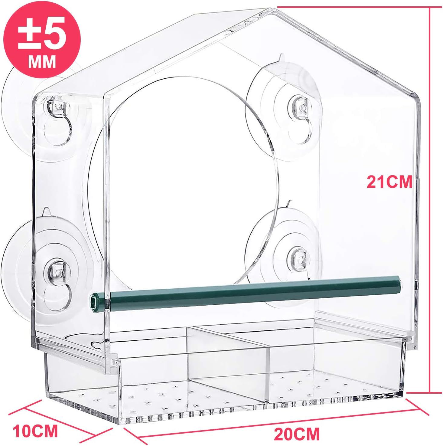 House-shaped Plastic Acrylic Bird Feeder, Acrylic Pet Bird Feeding Container — image 1
