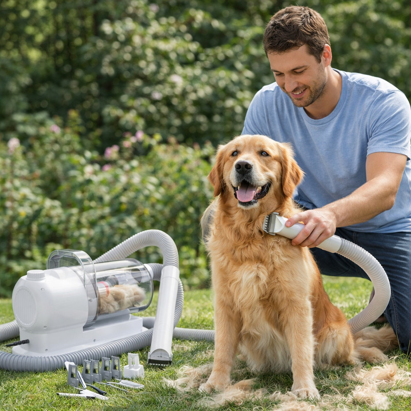 Kit de limpieza y peinado para mascotas MicroData 2,5L con cepillos eléctricos y cepilladoras para gatos y perros | 2 en 1 Despejado y aspiración — imagen 3