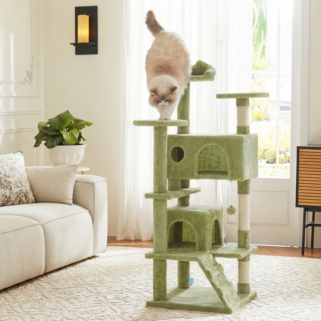 Torre para Gatos - Multinivel con Poste de Sisal, Apartamento Interior con Escalera y Juguetes Plush — imagen 3