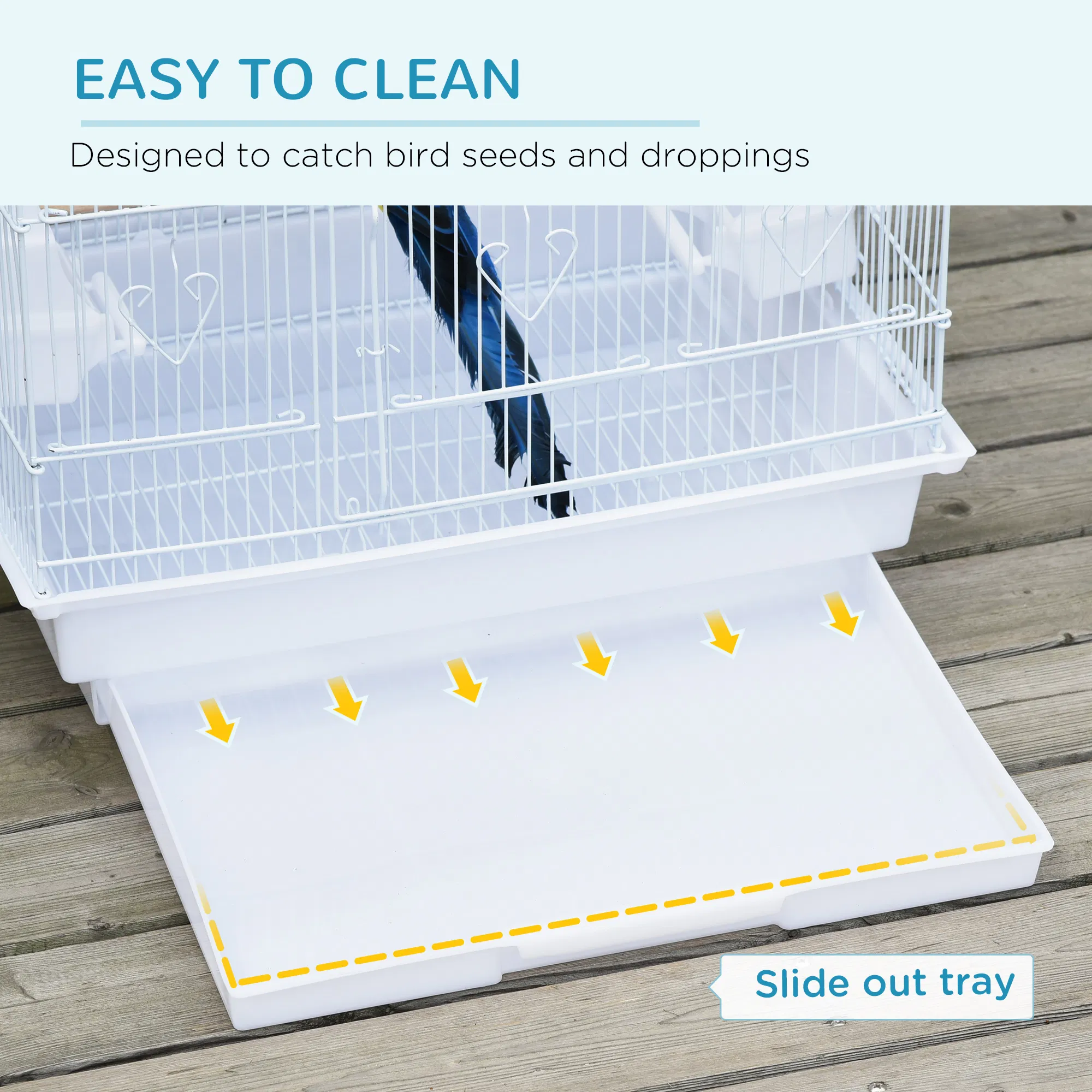 36" Bird Cage, Macaw Play House, Cockatoo, Parrot, Finch Flight Cage, 2 Doors, Perch 4 Feeder Pet Supplies, White — image 2