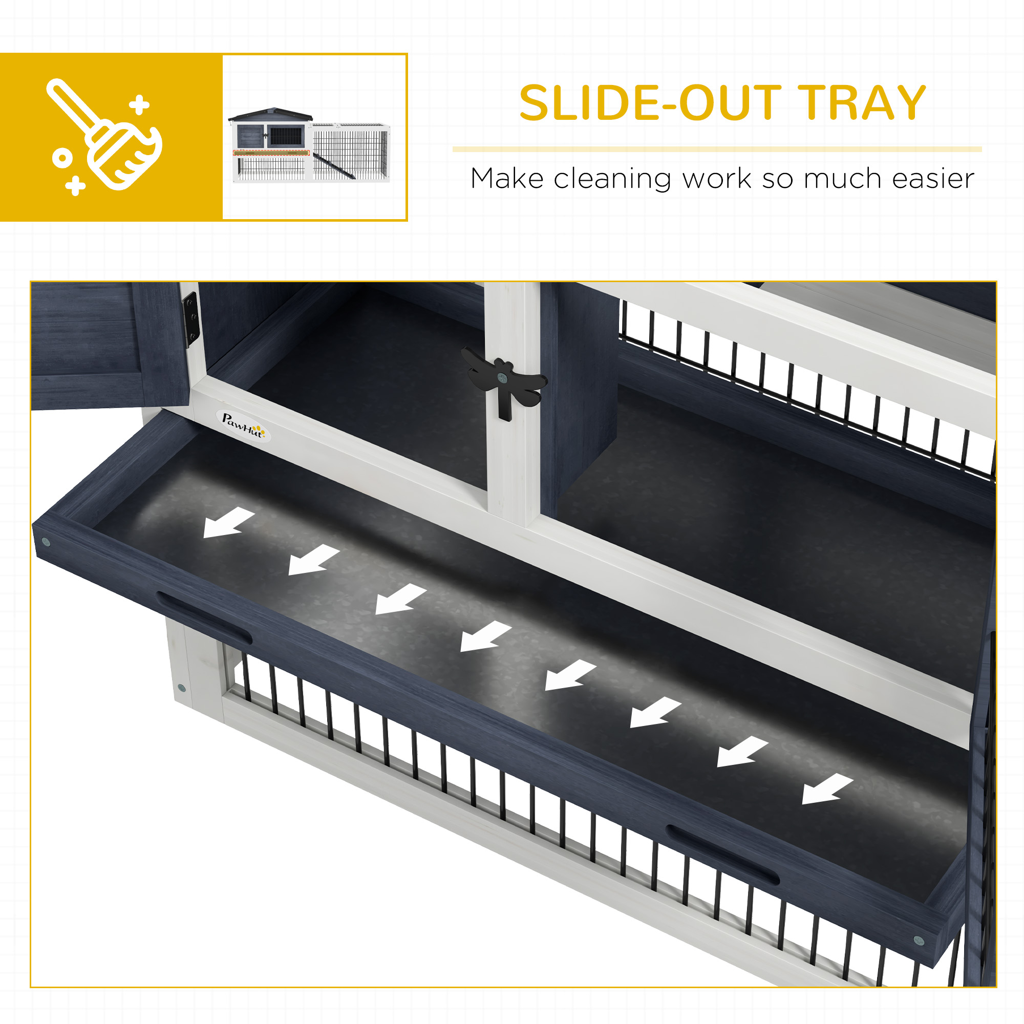 2 Level 59" Outdoor Rabbit Hutch with Openable Top, Dark Gray — imagen 5