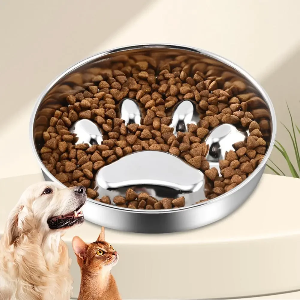 Pet Slow Feeding Food Bowl Slow Down Eating Non-Slip Metal Puzzle Maze Pet Dishes Anti Choke Stainless Steel Pet Bowl Training — image 1