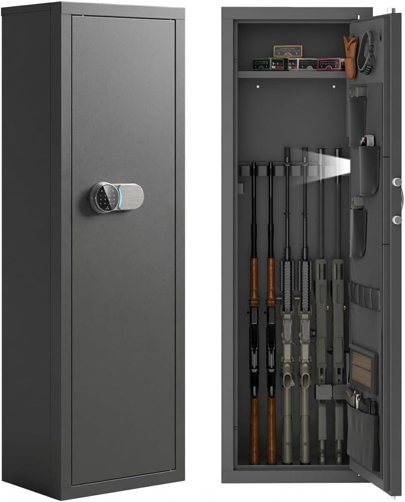 Caja Fuerte para 12-15 Armas, Rifles y Pistolas, Gabinete Grande con Cerradura Digital de Teclado, Caja de Seguridad de Acero Antipalanca, Estantes Ajustables y Funda para Pistola para Defensa del Hogar y Almacenamiento de Caza — imagen 1
