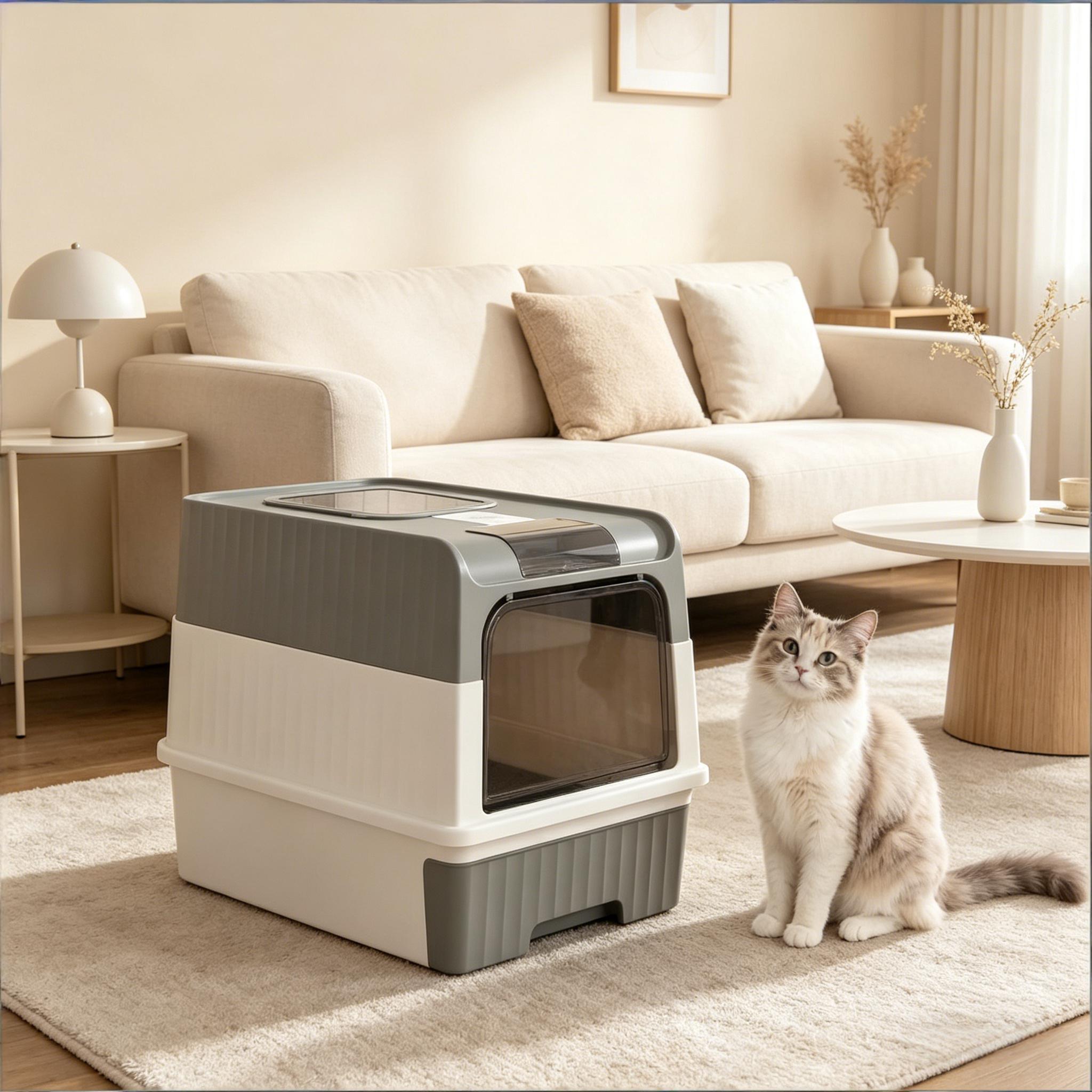 Compact Cat Litter Box, Fully Enclosed Litter Box, Pet Litter Box — image 4