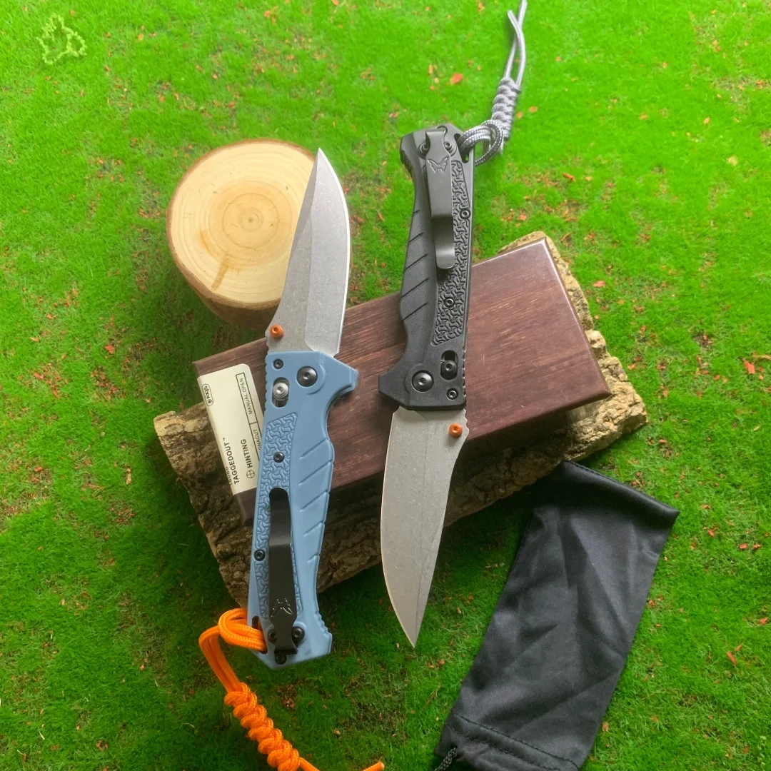 BM18060 Folding Pocket Knife Blue Handle CPM MAGNACUT Blade Nylon Fiber Handle Gift Knife US Warehouse Custom Retail — image 1