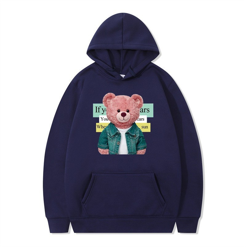 Bear Print Women's Long Sleeve Hooded Sweatshirt Bulk — image 11