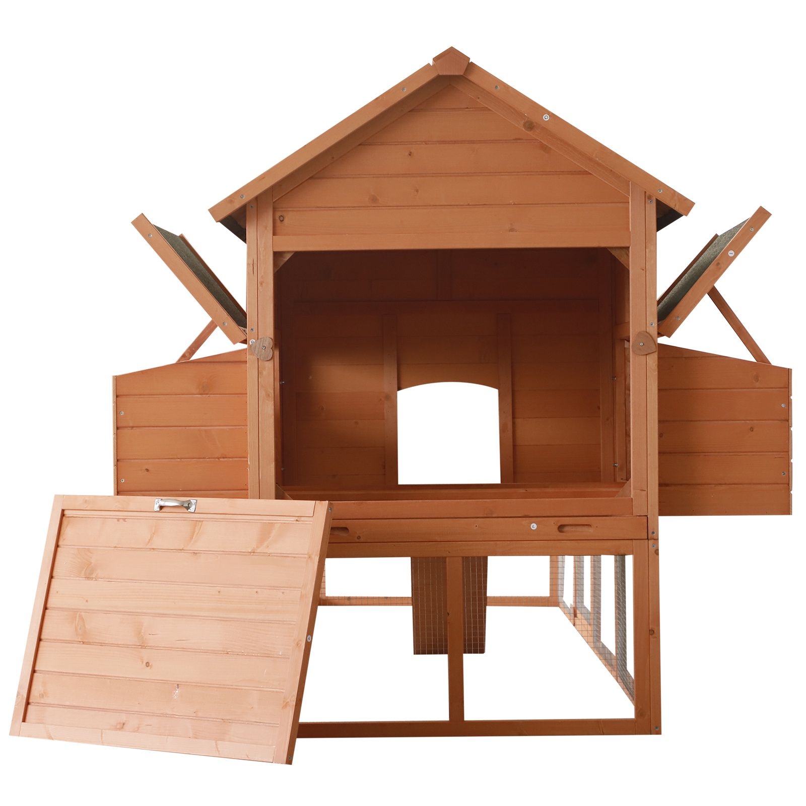 Gallinero de Madera de 136.5", Casa Grande para Gallinas, Conejera de Lujo, Jaula de Aves de Corral con Cerradura para el Patio, con Nido y Corral — imagen 5