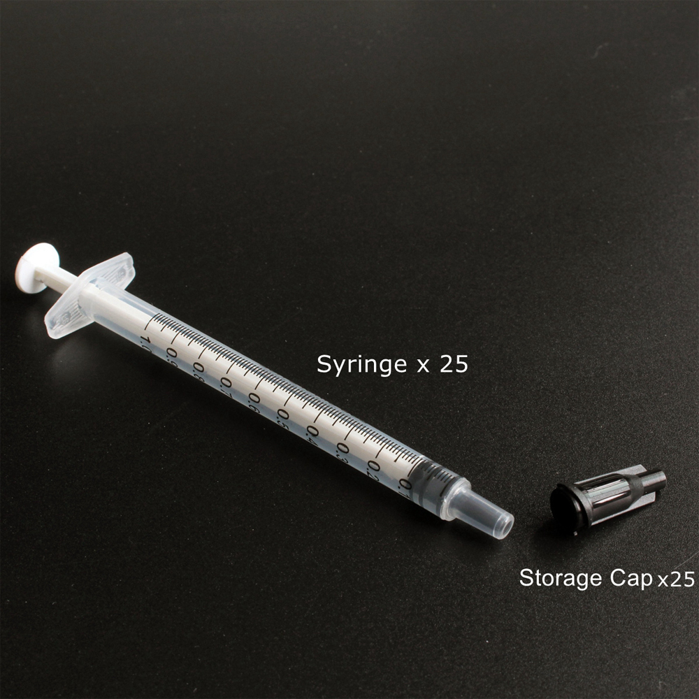 25 Jeringas de 1ml con Punta Luer Slip y Tapas, Ideales para Alimentar Mascotas, Pegamento, Manualidades, Medición y Recarga de Líquidos, No Aptas para Uso Médico Profesional — imagen 4