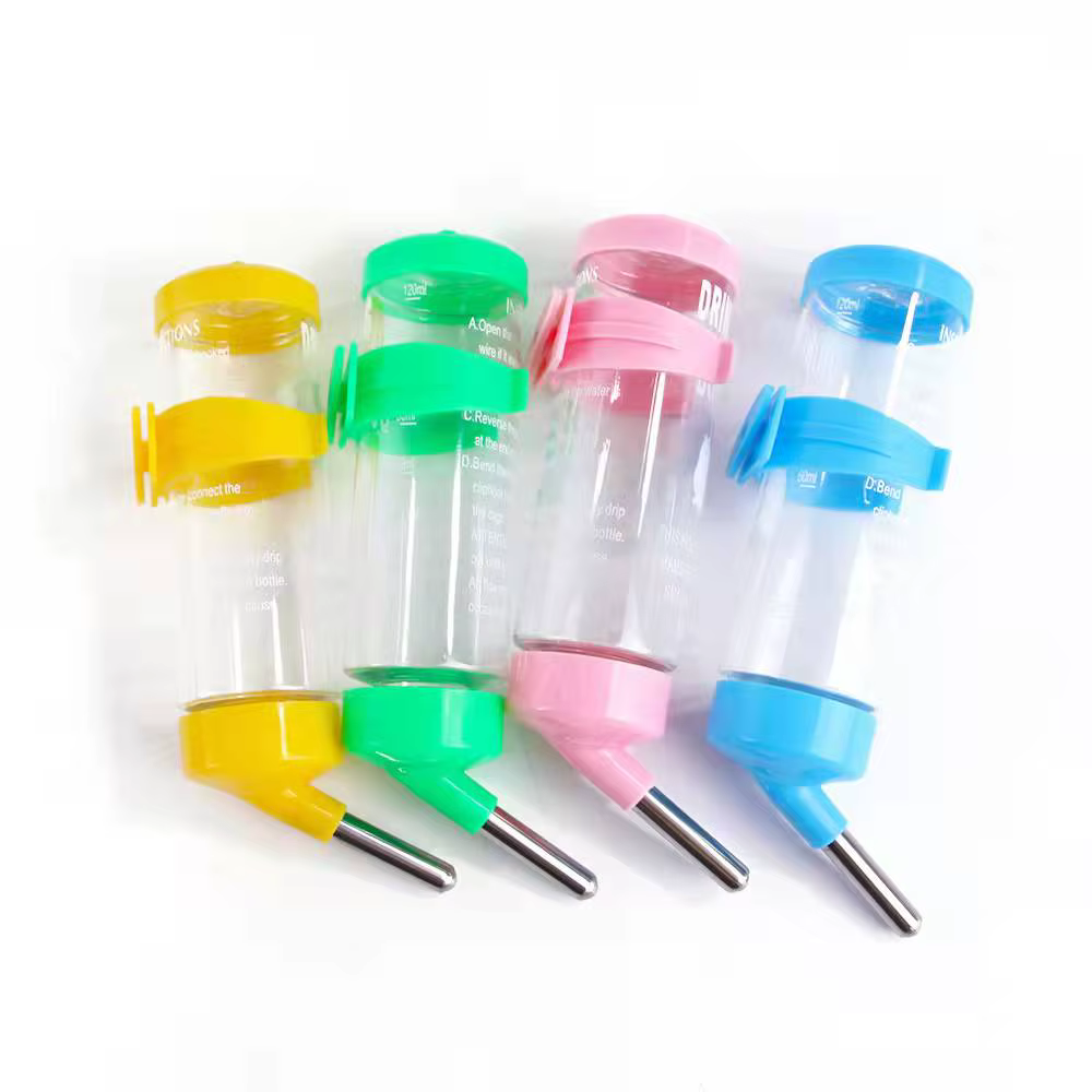 Plastic Hamster Drinker Water Bottle Dispenser Feeder Hanging Pet Dog Guinea Pig Squirrel Rabbit Drinking Head Pipe Fountain — image 3