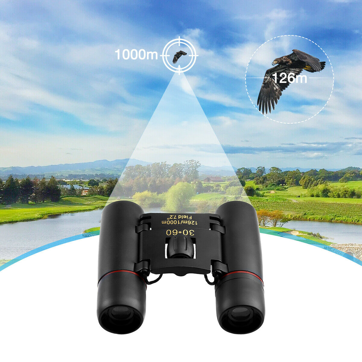 Binoculares 30x60 con Zoom, para Viajes, Telescopio Plegable Compacto, para Caza, Día y Noche, al Aire Libre, Binoculares Pequeños de Bolsillo, Compactos para Adultos, Mini para Niños, para Niños, para Observación de Aves, Conciertos, Teatro y Ópera — imagen 5