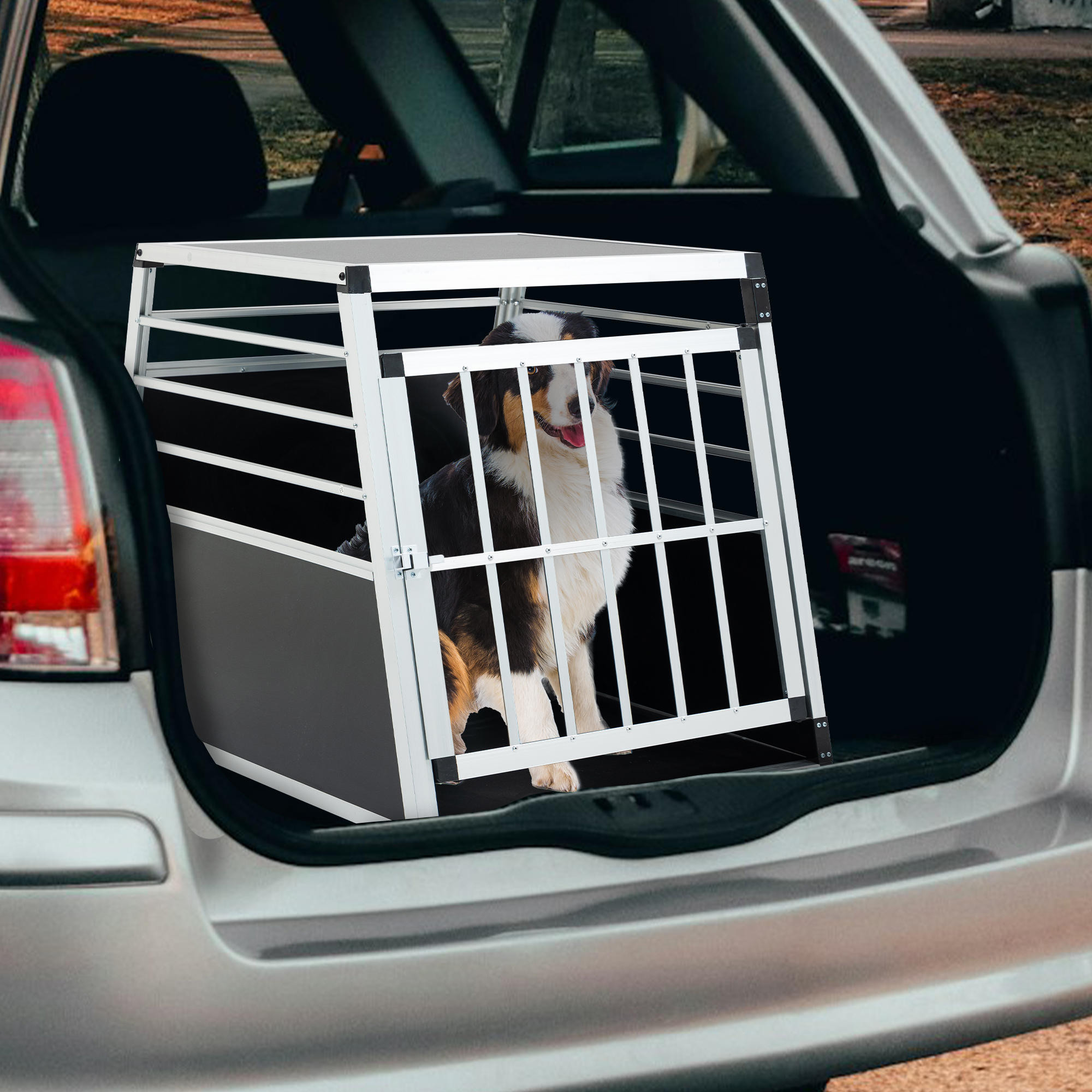 Caja de Transporte de Aluminio, Transportadora para Auto de Aluminio, Transportadora de Viaje, Adecuada para Gatos y Perros, Negro y Plateado — imagen 6