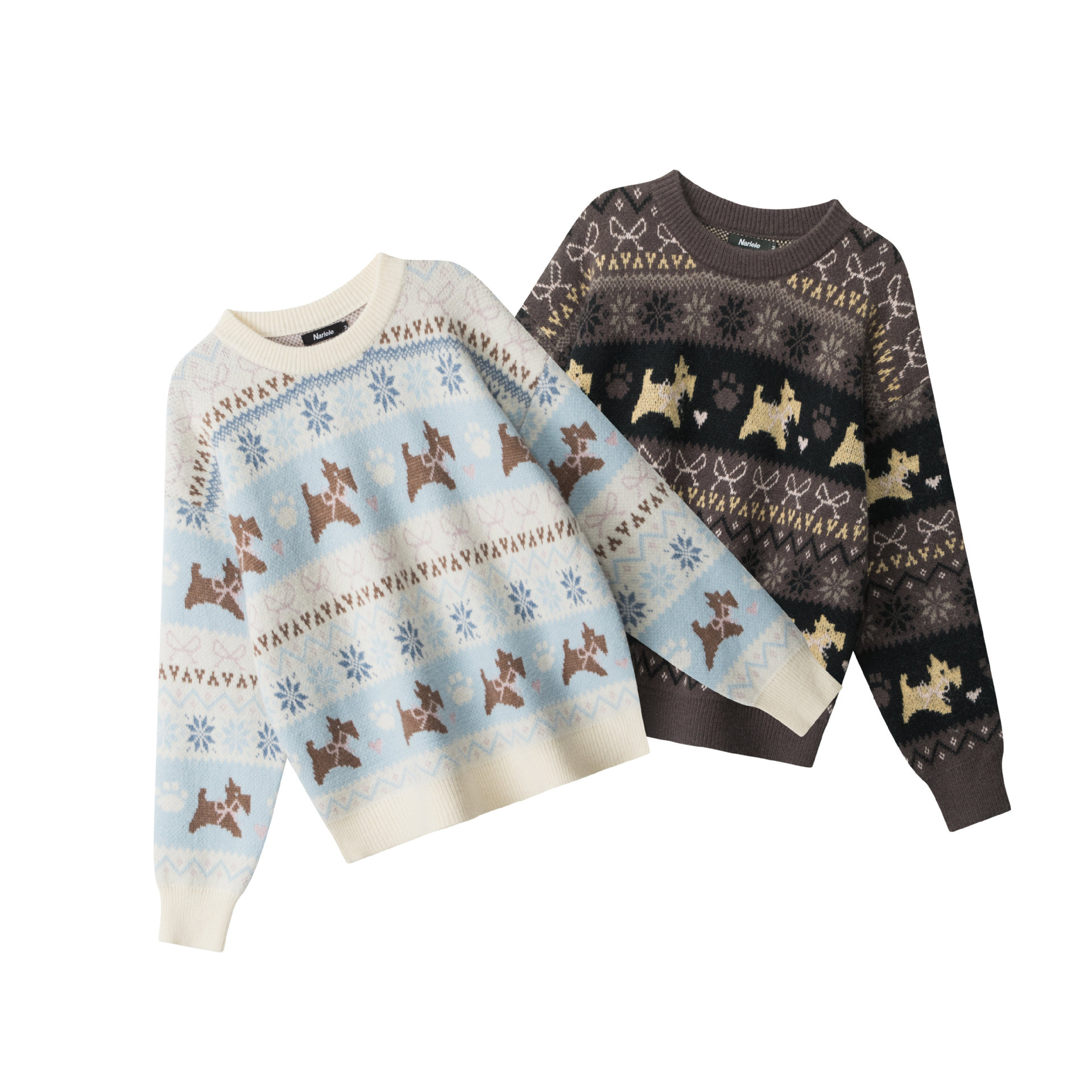 Snowflake puppy jacquard sweater — image 6