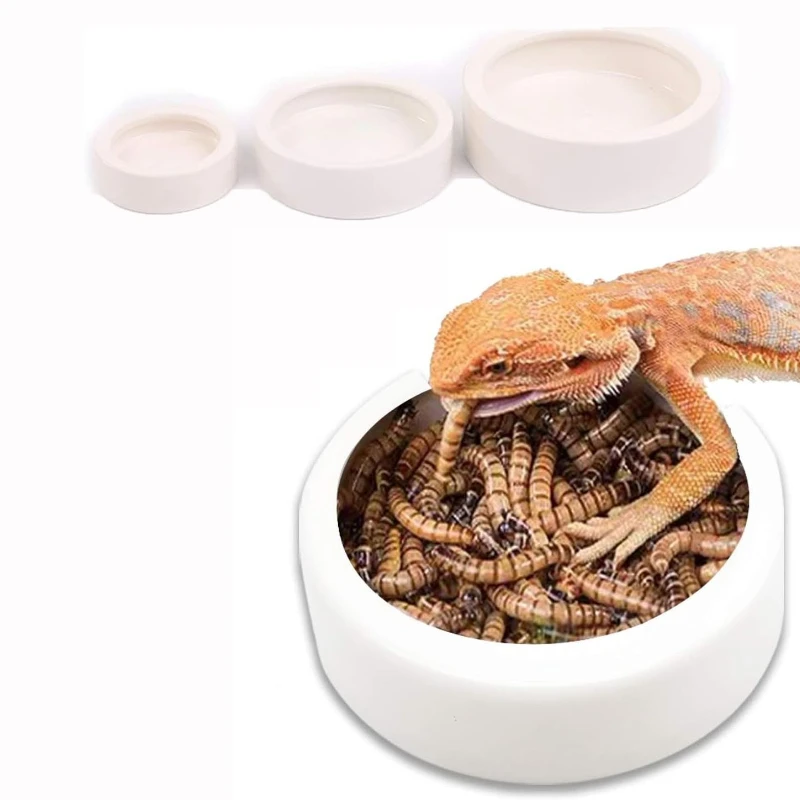 Reptile Water Food Bowl Anti-Escape Ceramic Feeder Dish for Lizard Hermit Gecko Chameleon Corn Snake Bearded Dragon Accessories — image 1